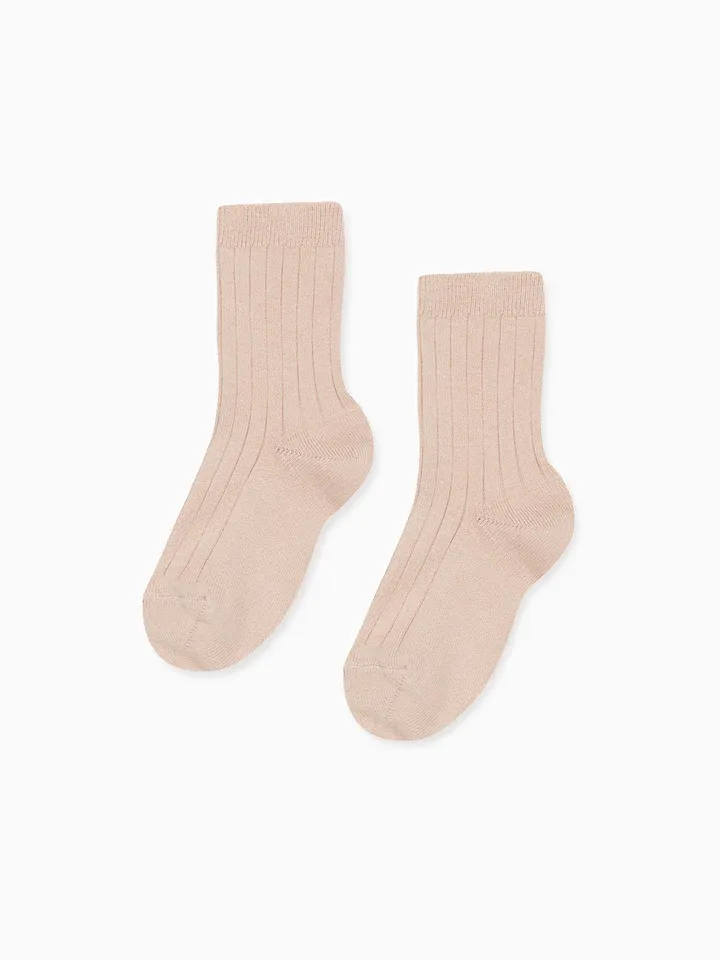 baby pale pink ribbed short socks