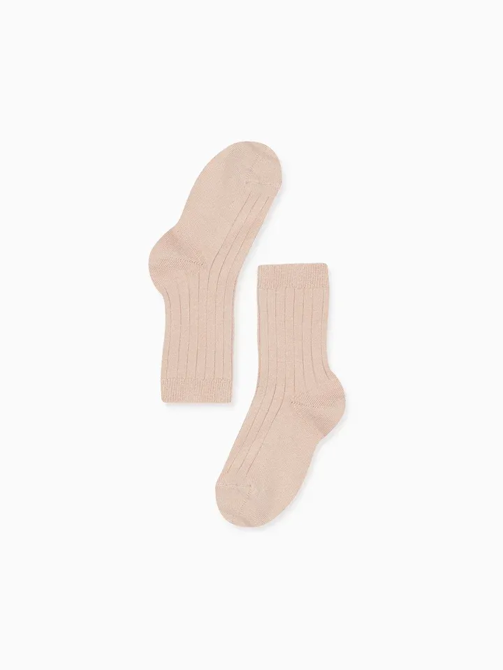 baby pale pink ribbed short socks