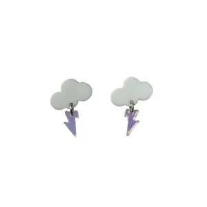 Baby Rain Cloud Earrings - White/Iridescent