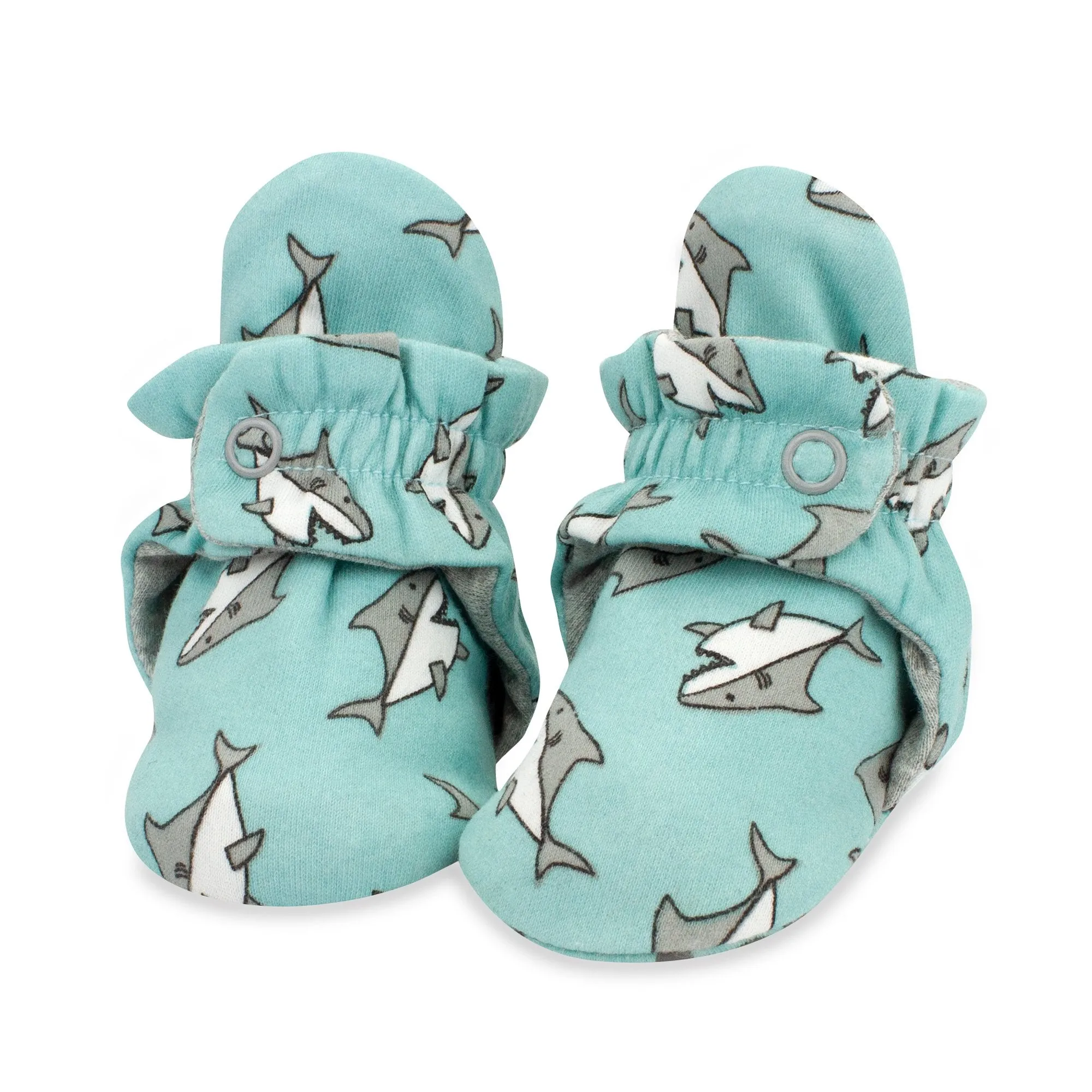 Baby Sharks Organic Cotton Gripper Baby Bootie