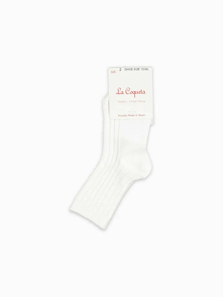 baby white ribbed short socks