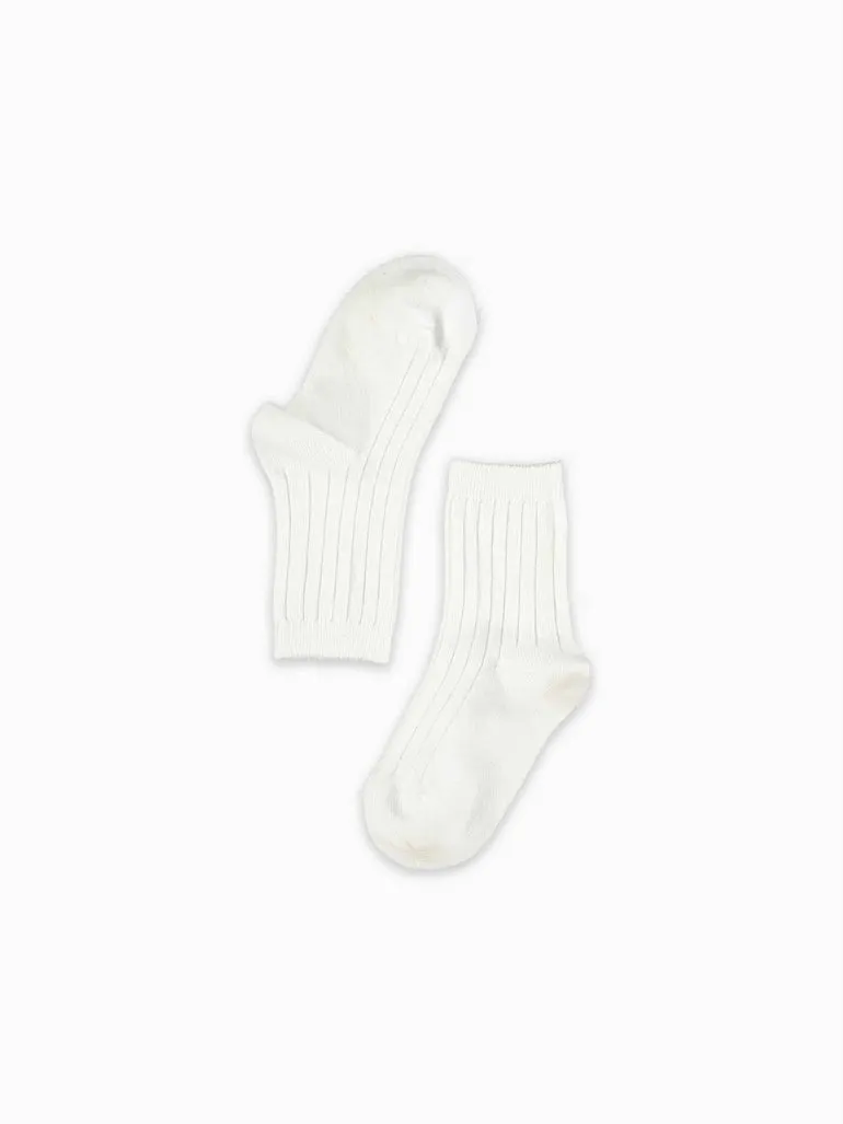 baby white ribbed short socks