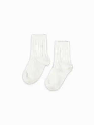 baby white ribbed short socks