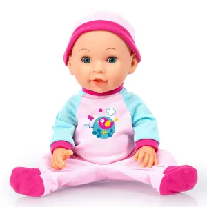 Bayer Design 15-inch Bouncy Baby Doll - Bird Pink & Blue