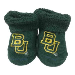 Baylor Bears Two Feet Ahead Infant Baby Newborn Green "BU" Logo Socks Booties