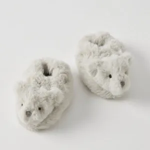 Bear Baby Grey Newborn Booties