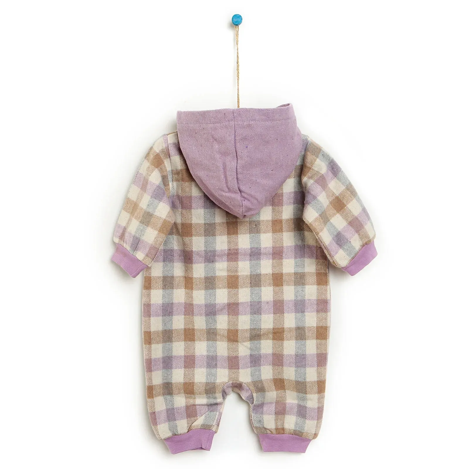 Bebbek Newborn Lumberjack Hooded Jumpsuit - Lilac