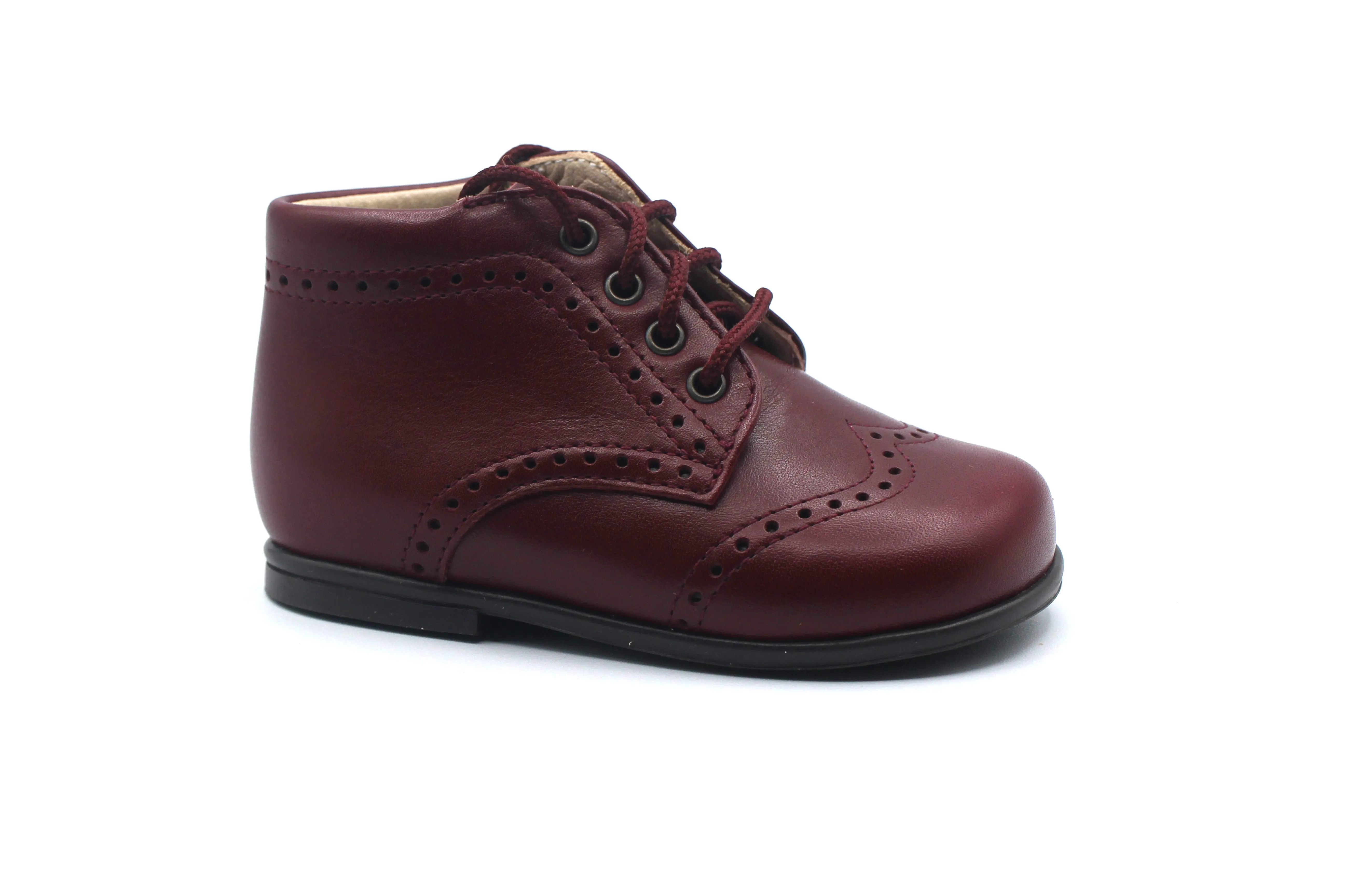 Beberlis Burgundy Wingtip Lace-up Baby Bootie