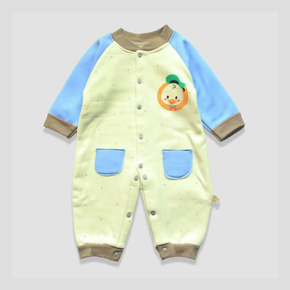 Blue Cute Duck Fleece Romper 3604