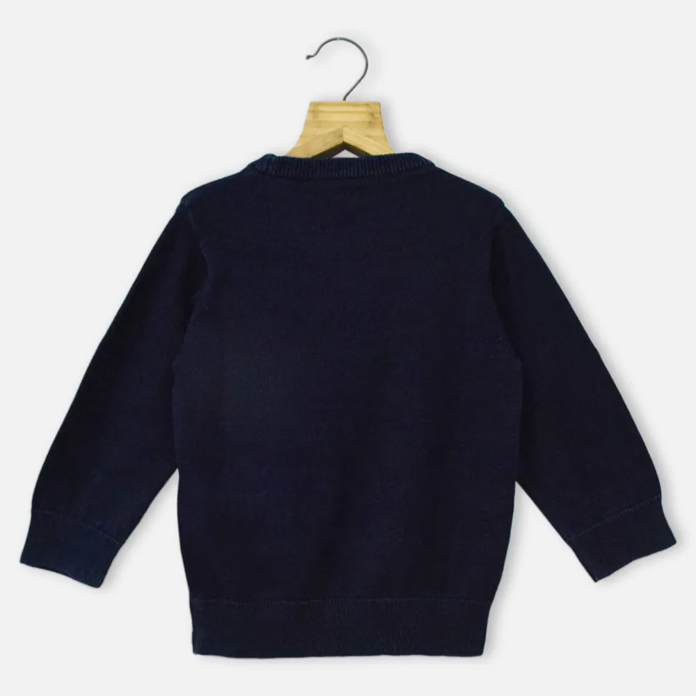 Blue Knitted Full Sleeves T-Shirt