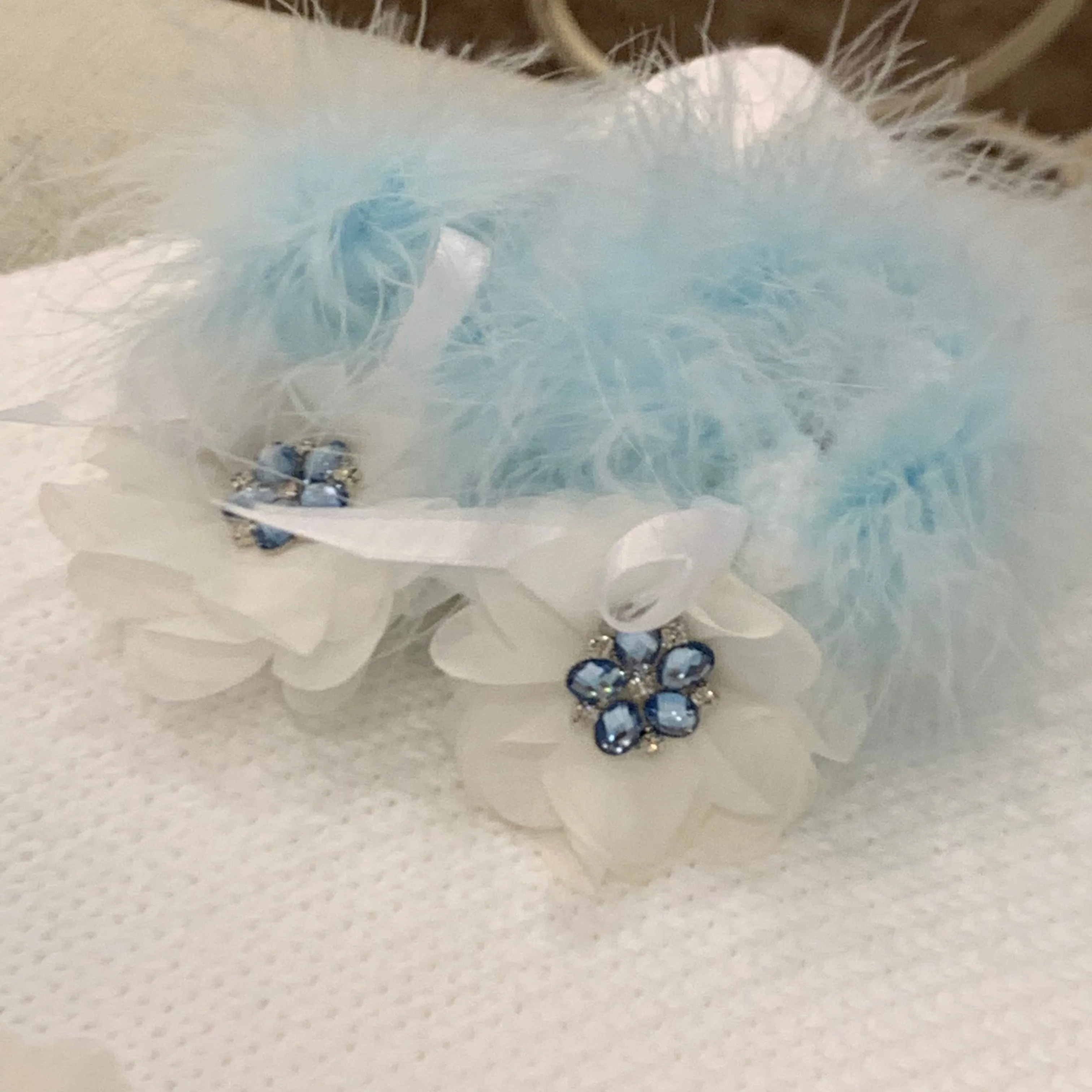 Blue Marabou Booties