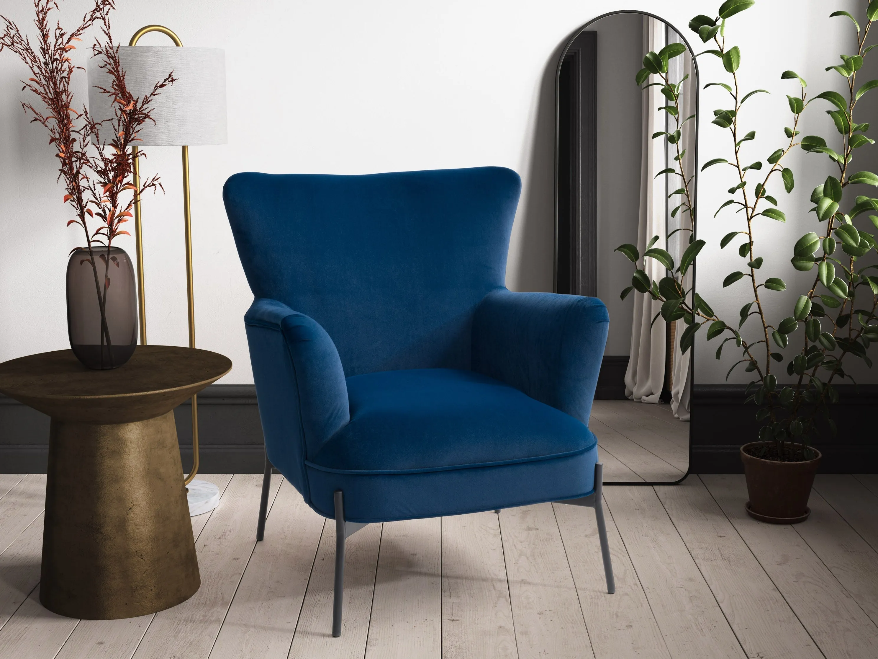 Blue Modern Wingback Chair