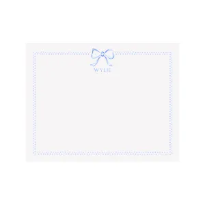 Bow Ribbon & Dots Stationery- Blue