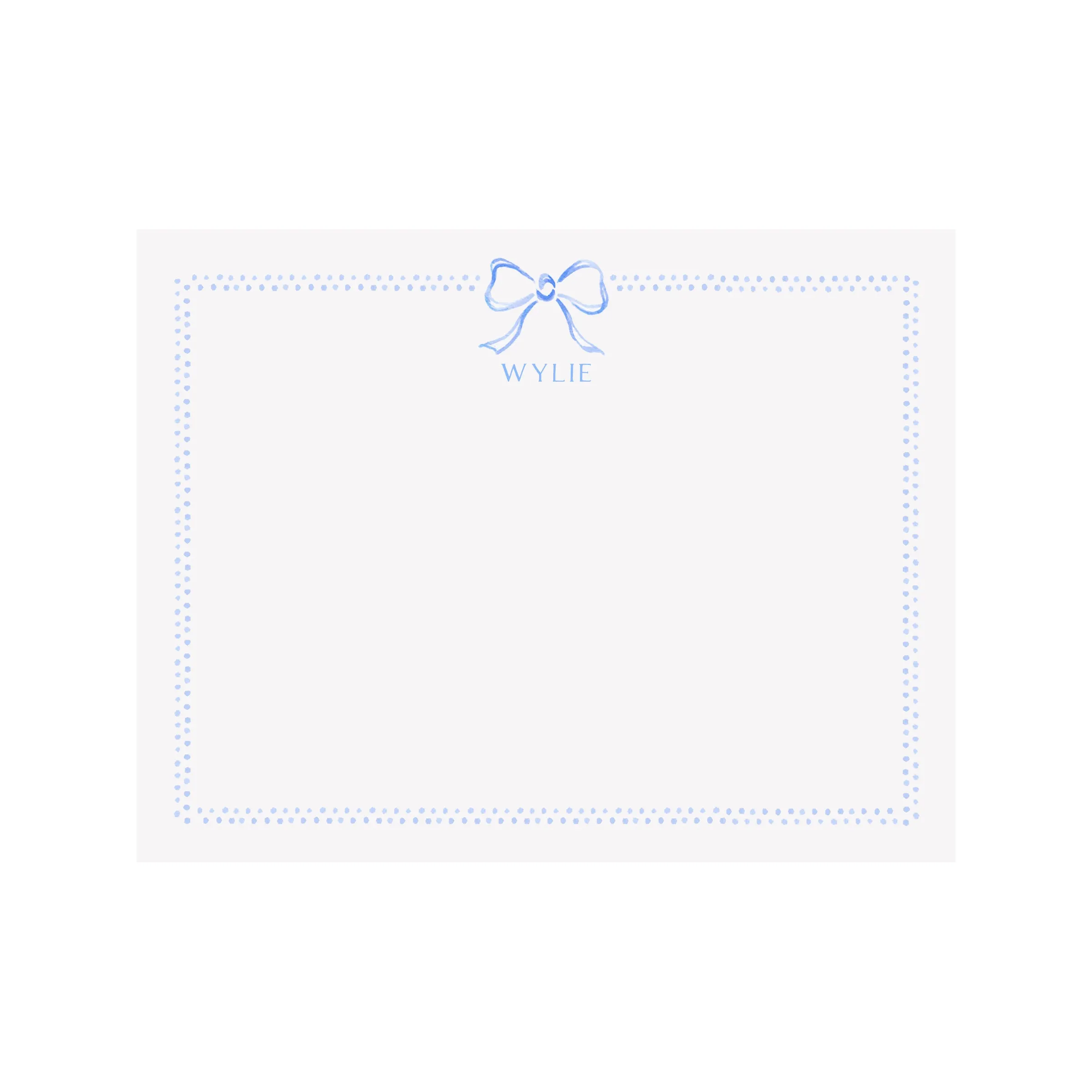 Bow Ribbon & Dots Stationery- Blue