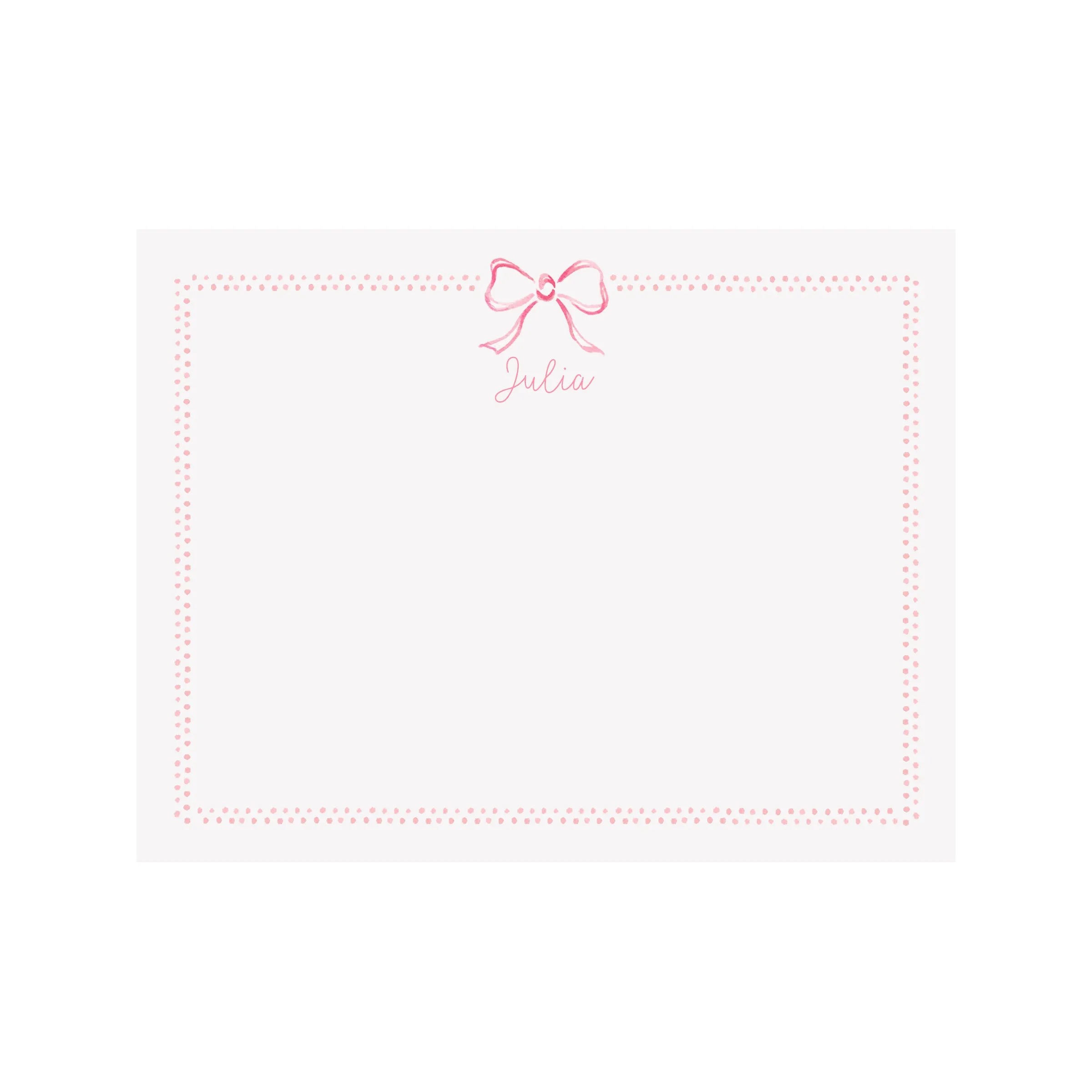 Bow Ribbon & Dots Stationery- Pink