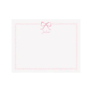 Bow Ribbon & Dots Stationery- Pink