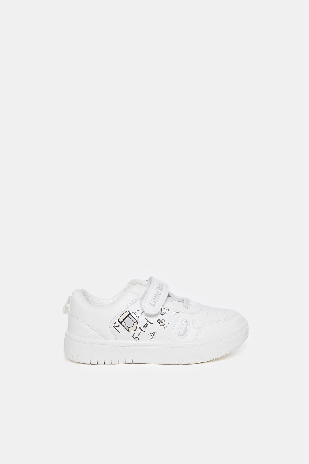 Boys White Velcro Strap Sneakers