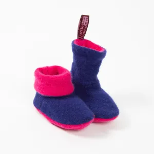 Bright Pink & Blue Cashmere Baby Booties