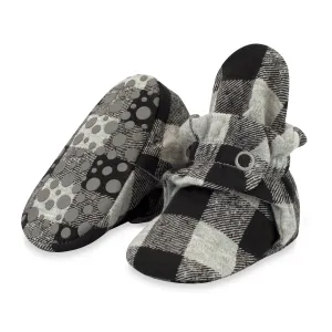 Buffalo Check Organic Cotton Gripper Baby Bootie