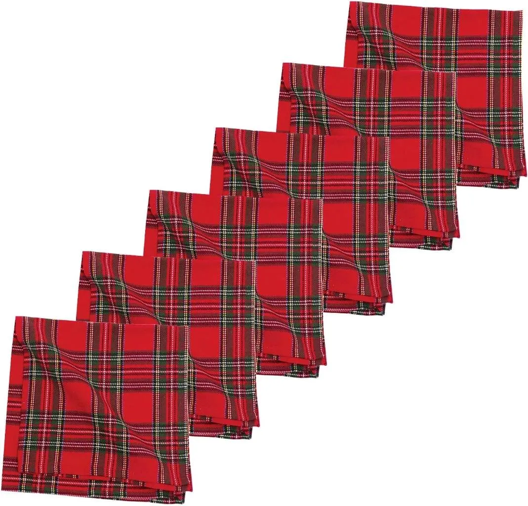 C & F Quilted Products Arlington Tartan Plaid Christmas Cloth Napkin-Set of 6