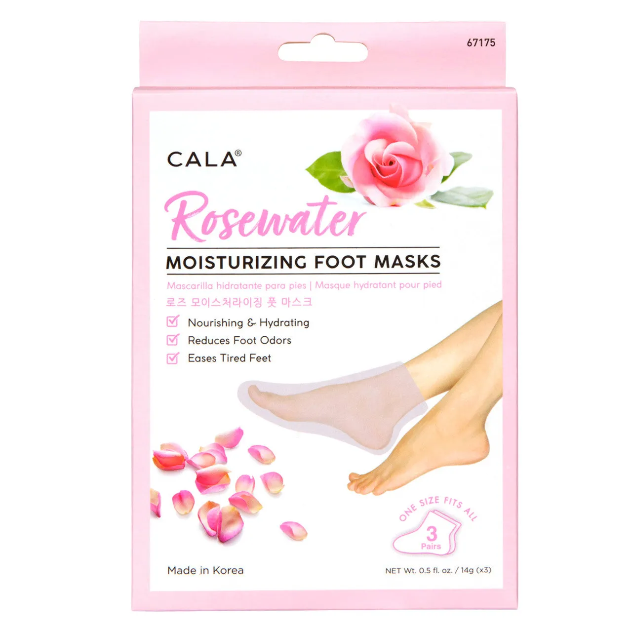 Cala Moisturizing Foot Mask Socks: Rose (3 Pairs)