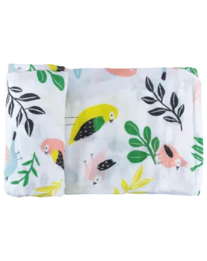 Captain Silly Pants - Single Swaddle Blanket - Tropical Bird