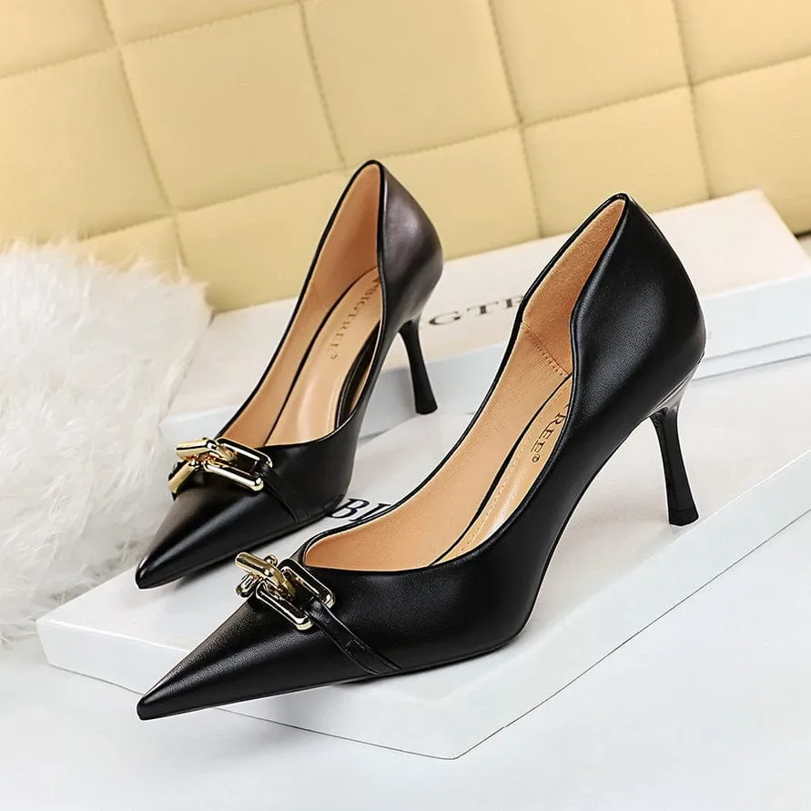 Chain Detail Stiletto Heeled Pumps