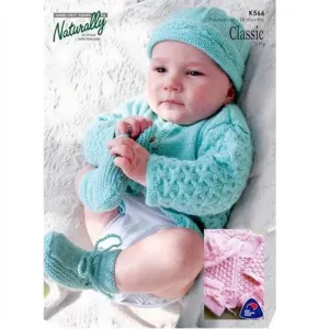 Classic Baby Sweater and Hat Knitting Pattern (K566)