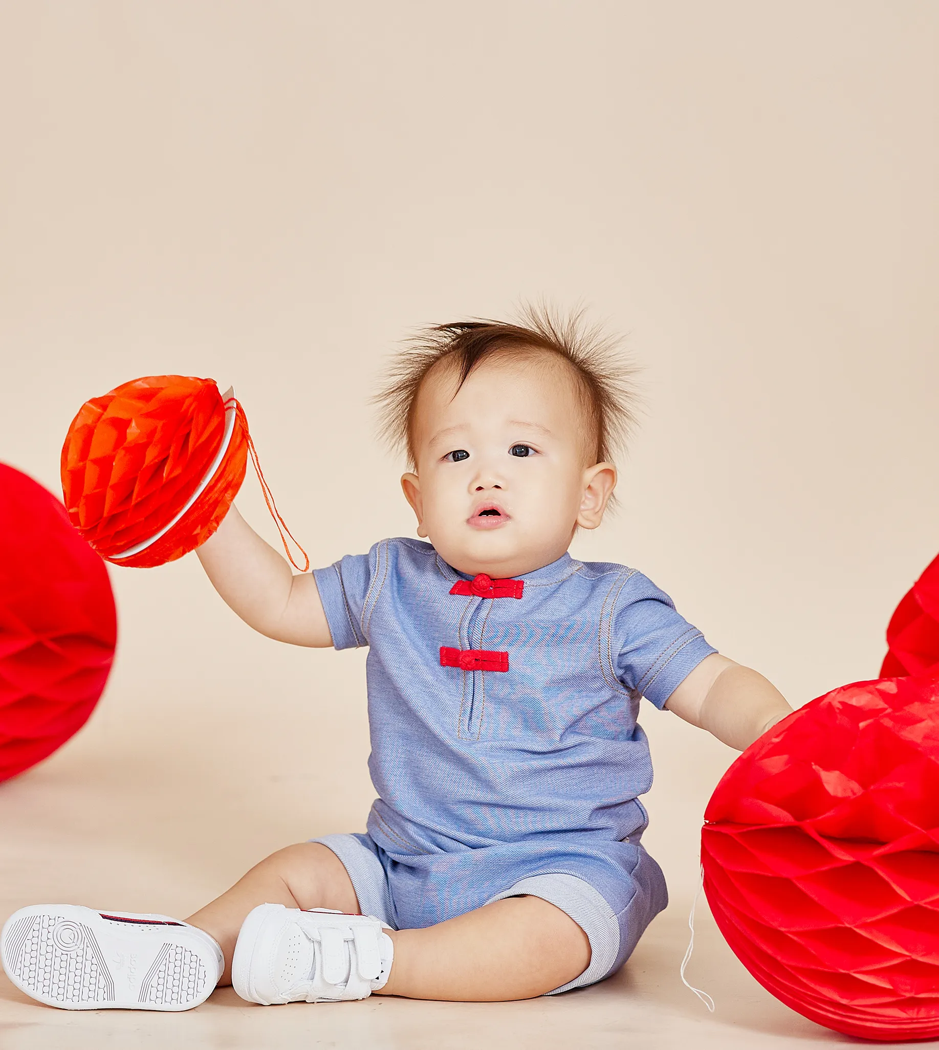 CNY Modern Blessings Baby Harem Shorts (Sky Blue)