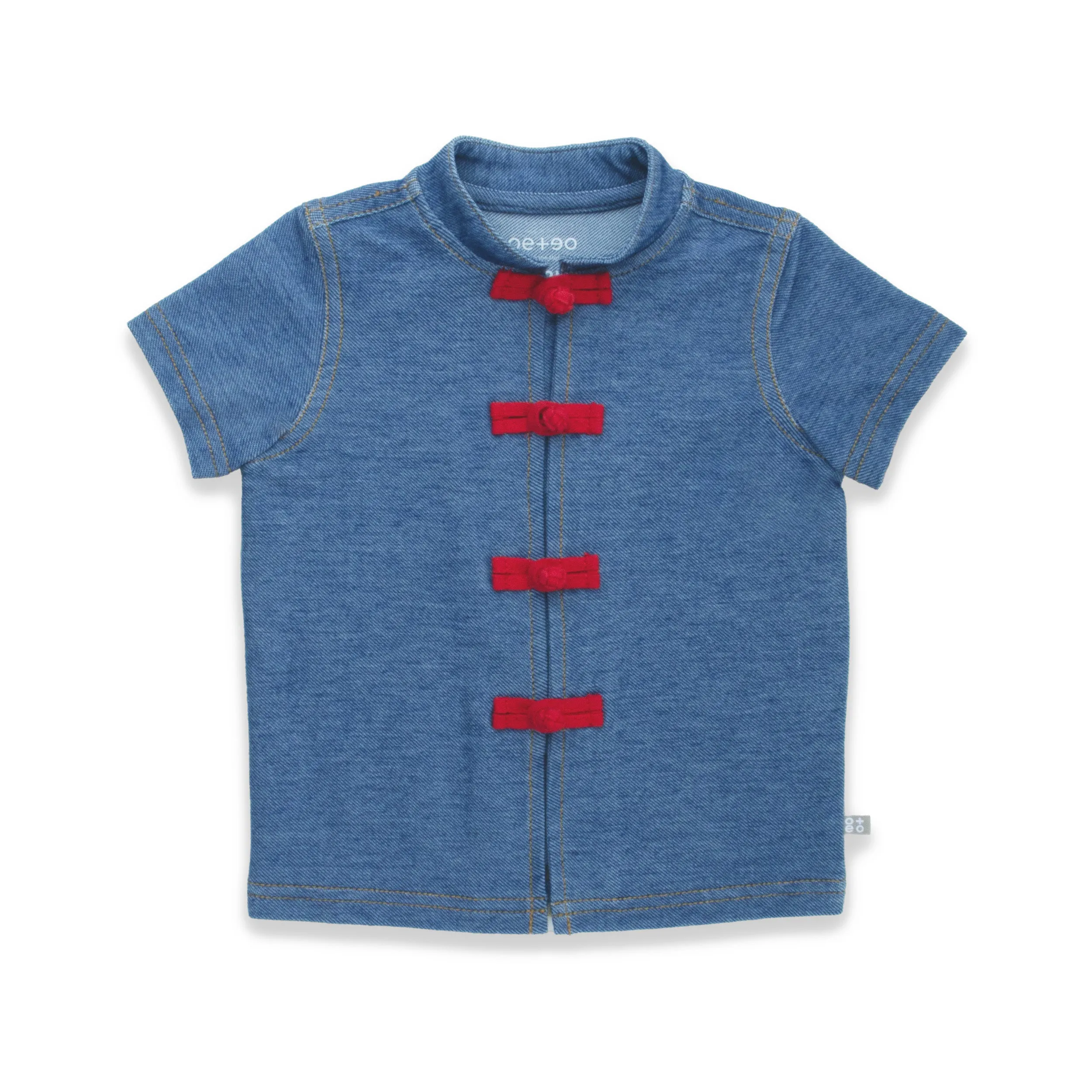 CNY Modern Blessings Baby Mandarin Shirt (Blue)