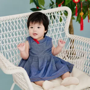 CNY Modern Blessings Baby Pleated Dress (Blue)