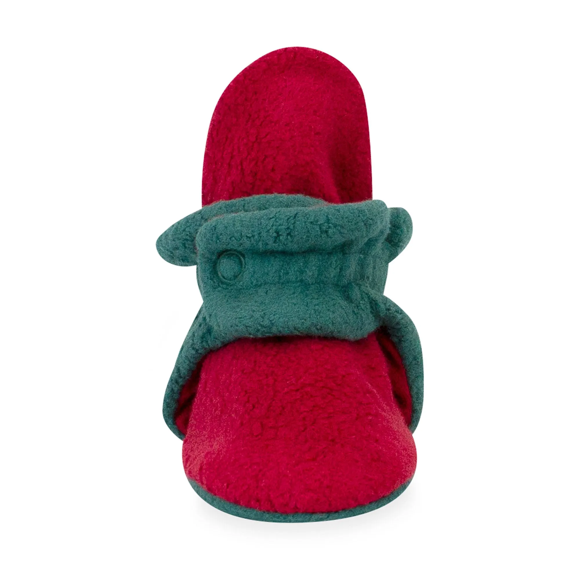 Cozie Fleece Color Block Gripper Baby Bootie - Cranberry/Fern