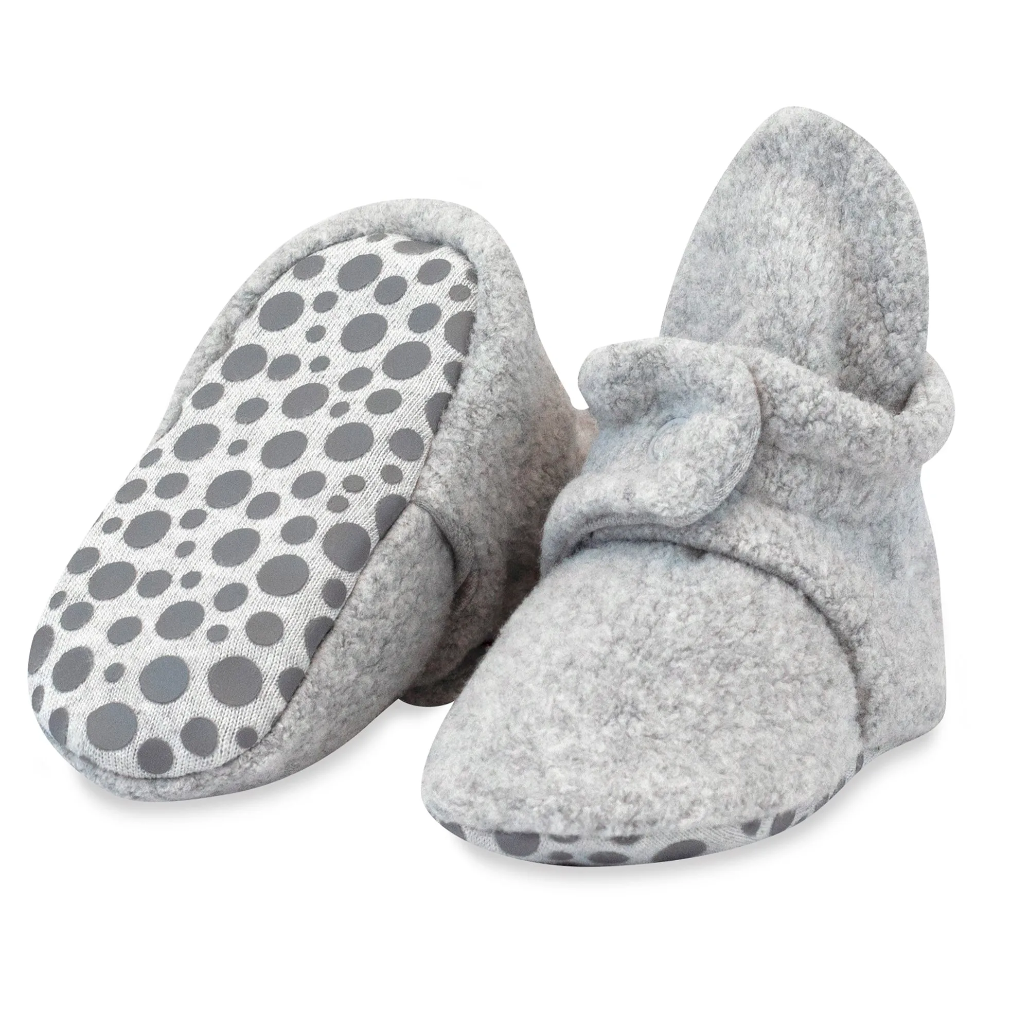 Cozie Fleece Gripper Baby Bootie 3 Pack - Gray/Black/Heather Gray