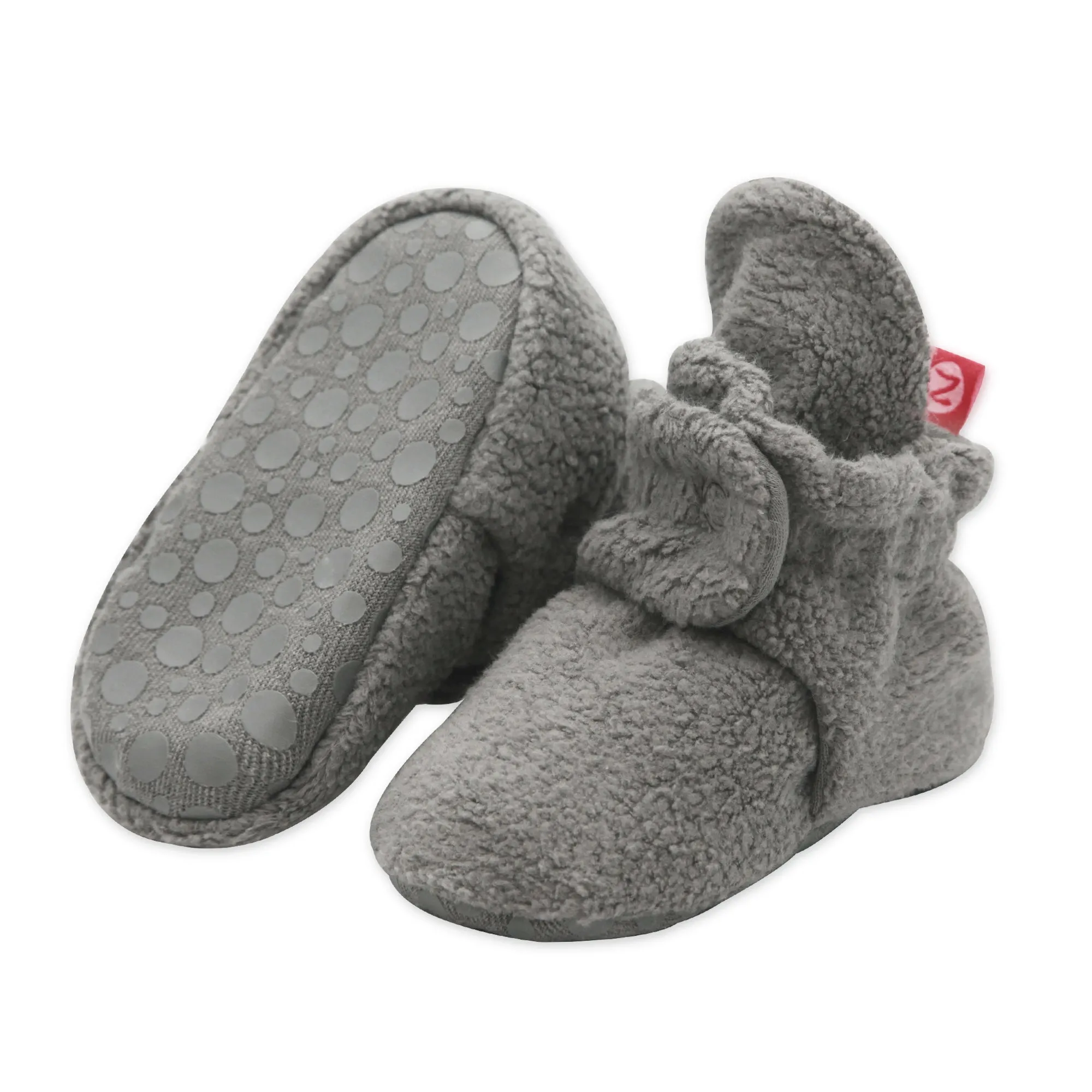 Cozie Fleece Gripper Baby Bootie 3 Pack - Gray/Black/Heather Gray