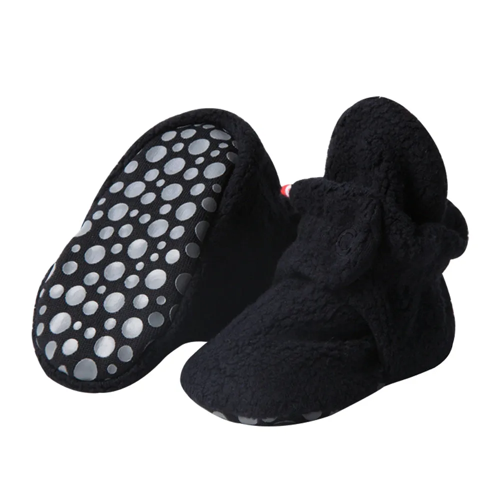 Cozie Fleece Gripper Baby Bootie 3 Pack - Gray/Black/Heather Gray