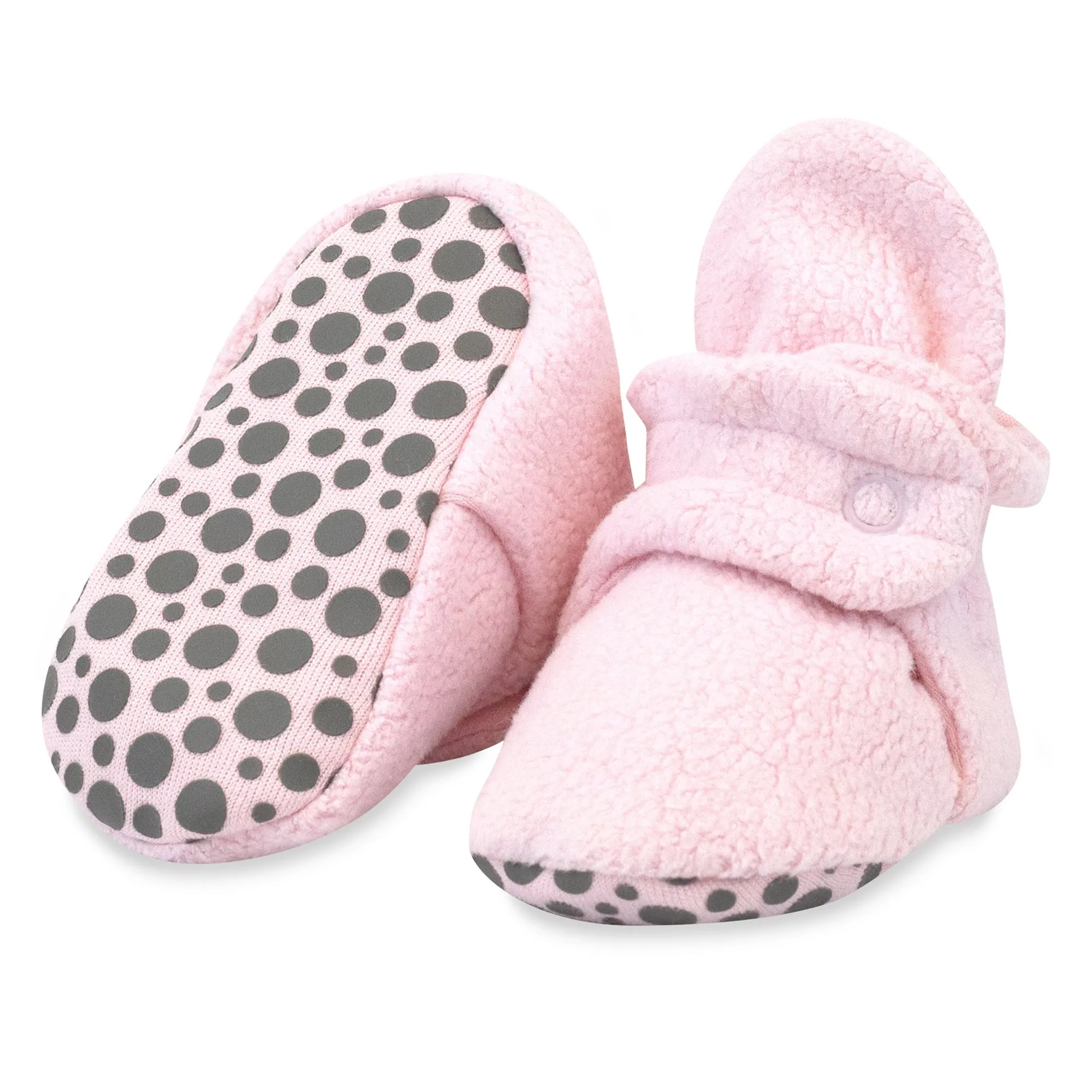 Cozie Fleece Gripper Baby Bootie 3 Pack - Heather Gray/Baby Pink/Cream