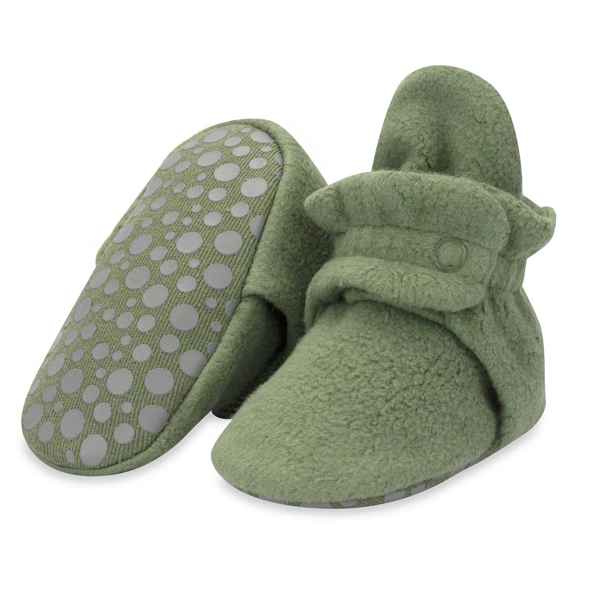 Cozie Fleece Gripper Baby Bootie 3 Pack - Khaki/Olive/Cream