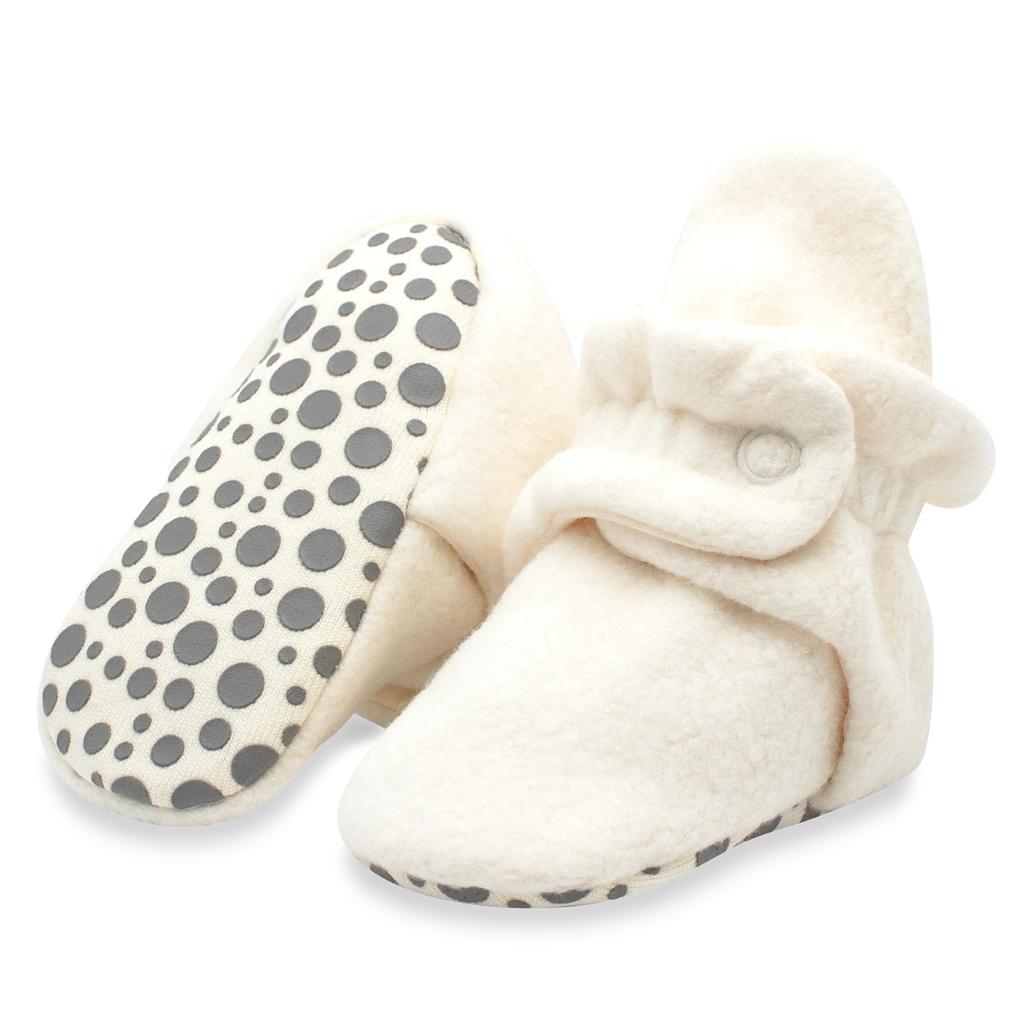 Cozie Fleece Gripper Baby Bootie - Cream