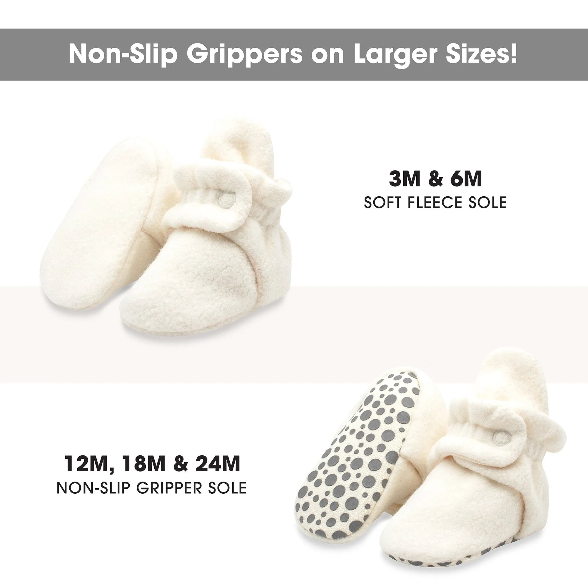 Cozie Fleece Gripper Baby Bootie - Cream