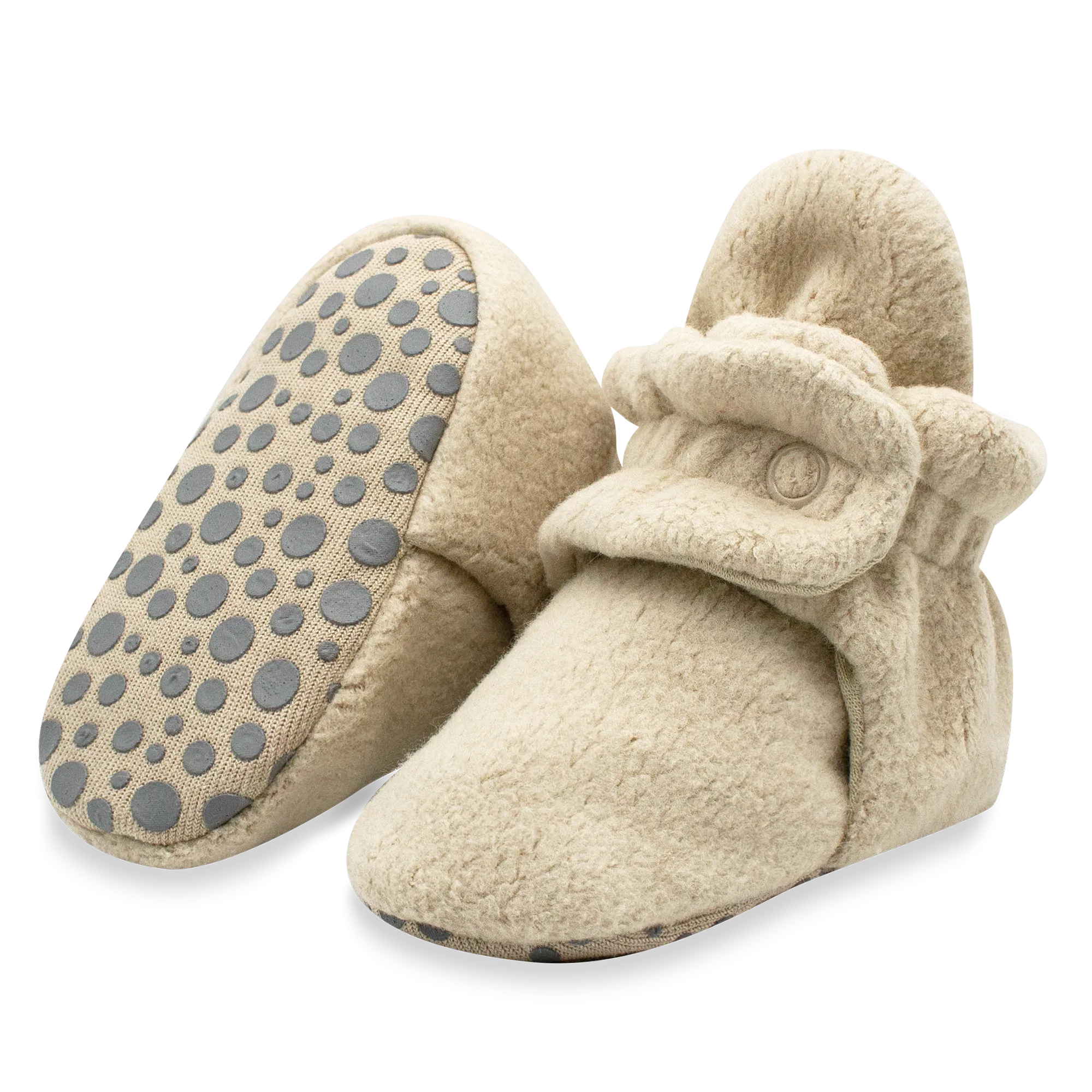 Cozie Fleece Gripper Baby Bootie - Khaki