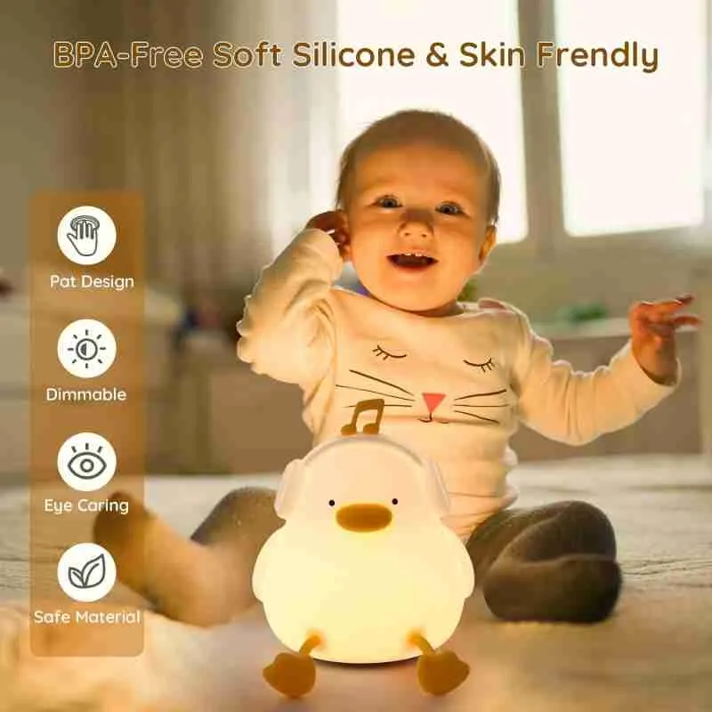 Cute Duck Touch Silicon Lamp - USB Chargeable