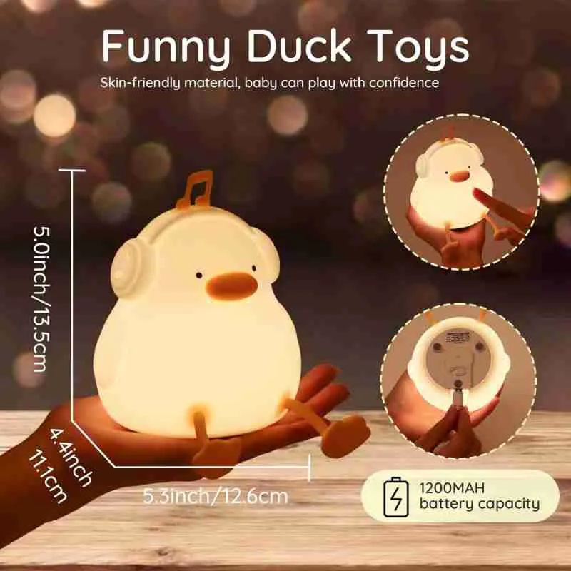 Cute Duck Touch Silicon Lamp - USB Chargeable