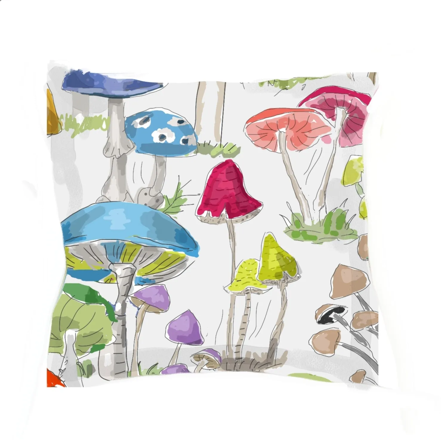 Dana Gibson Mushroom Pillow, Blue