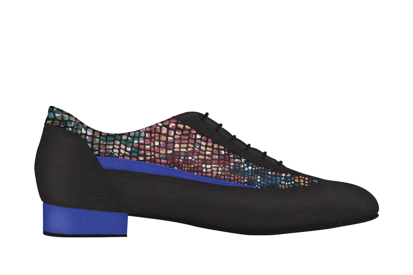 Dance Naturals 123 Zogo Men's Black and Blue Ballroom Dance Shoe with Mosaic Print