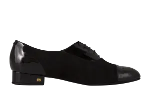 Dance Naturals 128 Leone Men's Black Suede and Black Patent Ballroom Dance Shoe