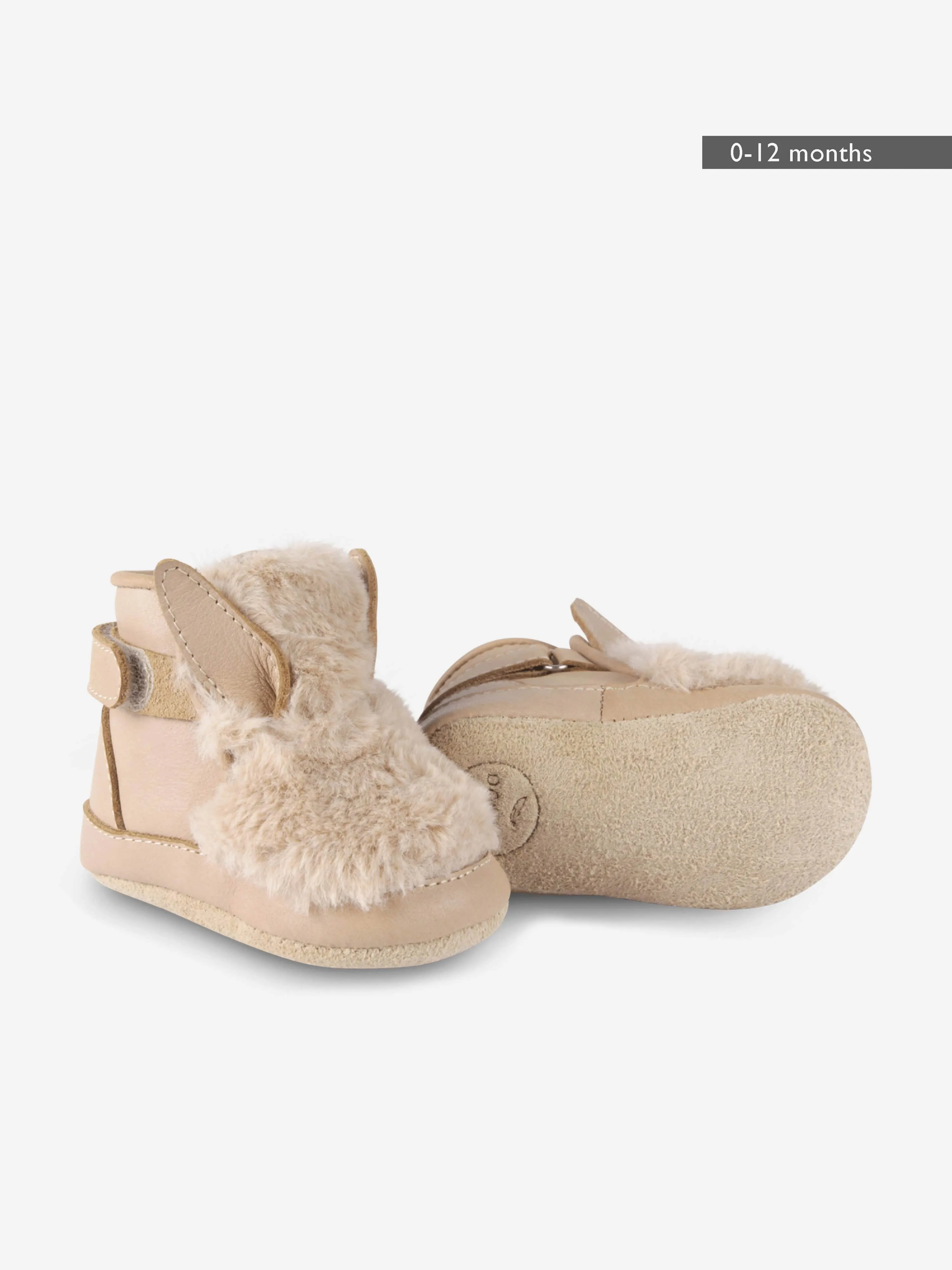 Donsje Baby Girls Richy Fluffy Bunny Booties in Beige