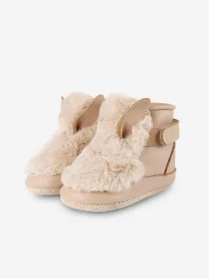 Donsje Baby Girls Richy Fluffy Bunny Booties in Beige