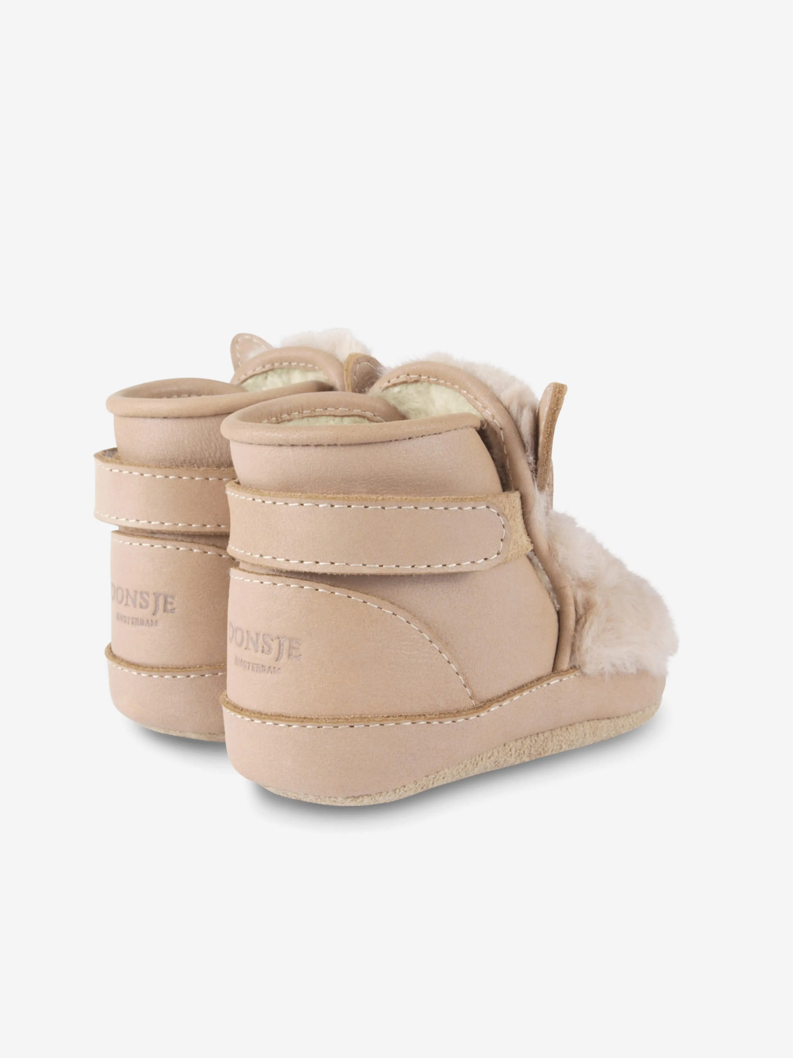 Donsje Baby Girls Richy Fluffy Bunny Booties in Beige