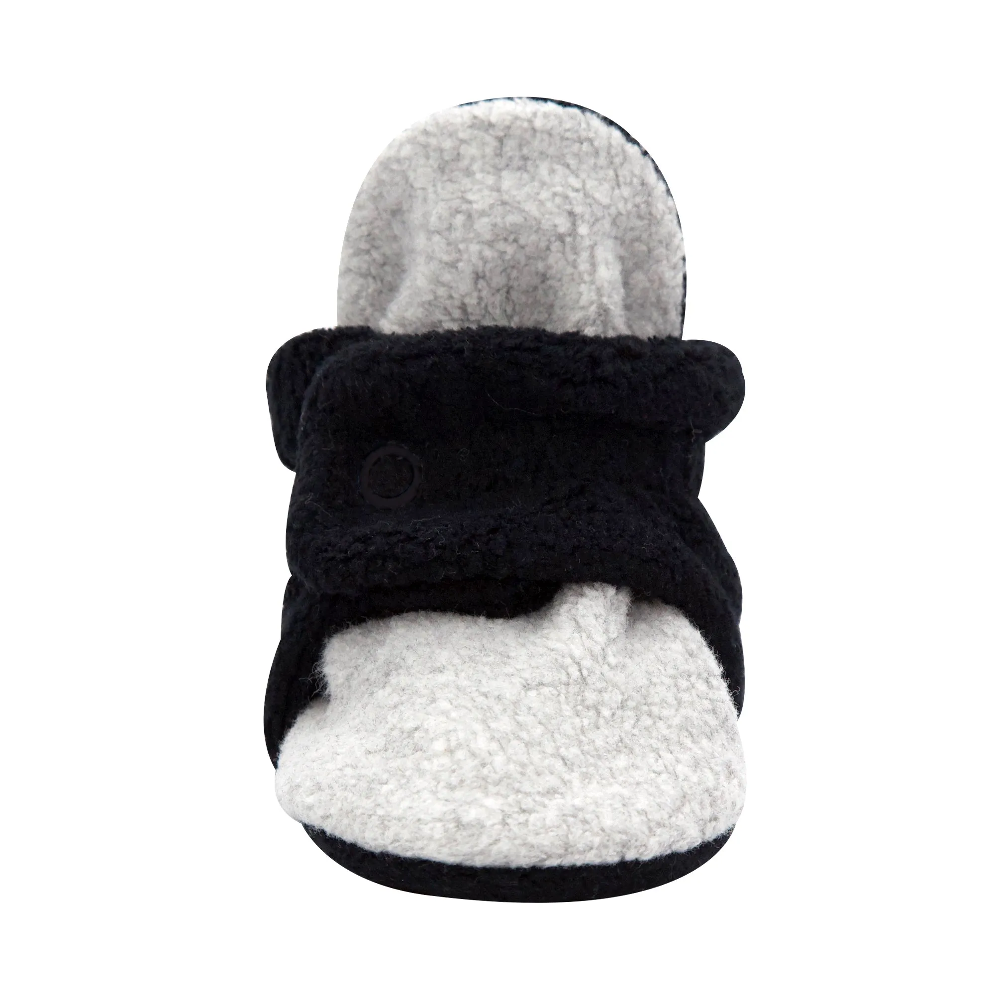 Double Cozie Fleece Gripper Baby Bootie - Black/Heather Gray