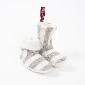 Dove Grey & Cream Stripey Cashmere Baby Booties